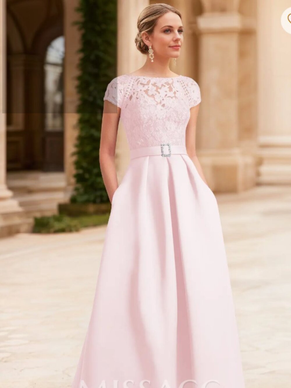 Lace A Line Mother of the Bride Dress with Beaded Satin